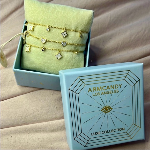 Arm Candy Los Angeles Luxe Collection CZ stone charm bolo bracelet set- NWT - Picture 1 of 4